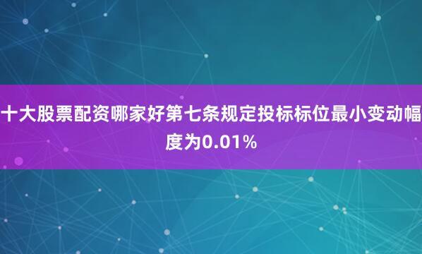 十大股票配资哪家好第七条规定投标标位最小变动幅度为0.01%